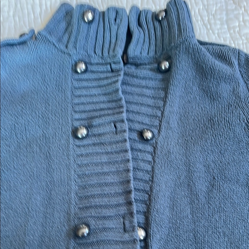 Caslon Gray and Blue Cardigan Sweater military style - Picture 8 of 8